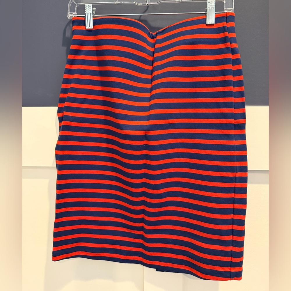 Old Navy Reddish Orange and Navy Striped Pencil Skirt Size S